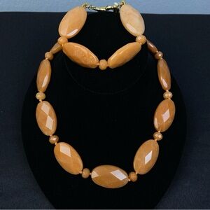 Ralph Lauren RLL Hessonite Garnet Beaded Necklace Earrings Set